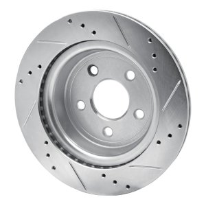 Chevrolet Cobalt Brake Rotor (1) - Rear Left - R1 Concepts - Drilled & Slotted - Silver - `08-`10